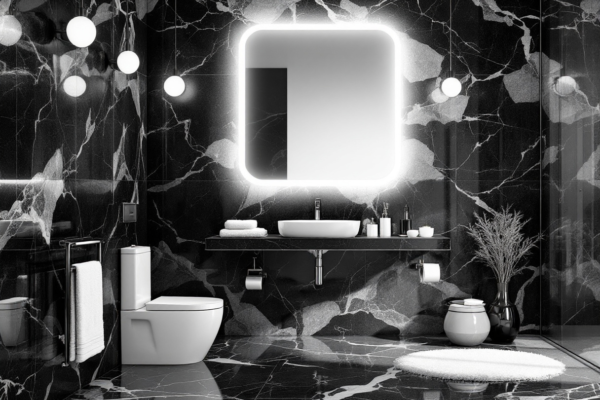 Créer une salle de bains élégante en noir et blanc